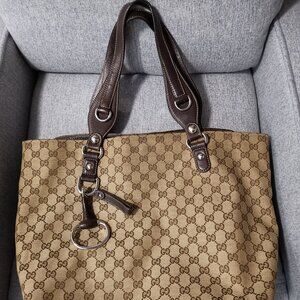 SOLD Authentic GUCCI Brown GG Canvas Icon Bit Medium Tote Bag